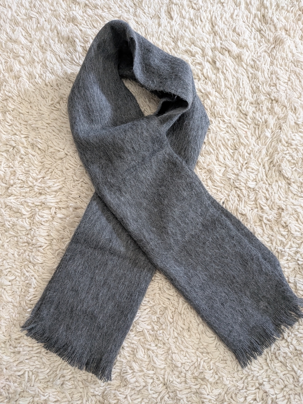 Classic Men's Gray Cashmere Italian Fringe Scarf